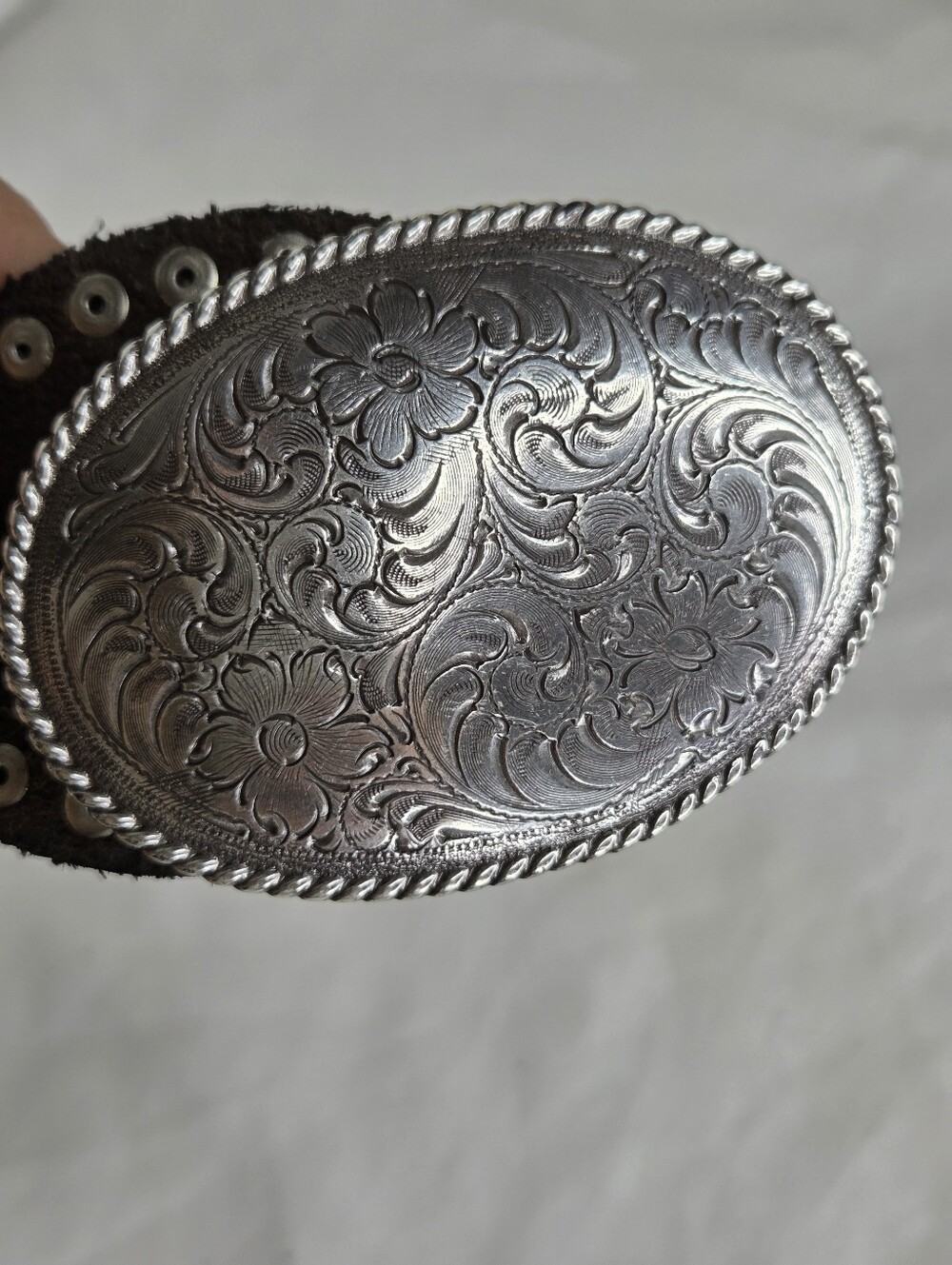 Fossil Size L Women's Belt Black Genuine Leather Silver-tone Buckle & Studs - Picture 9 of 11